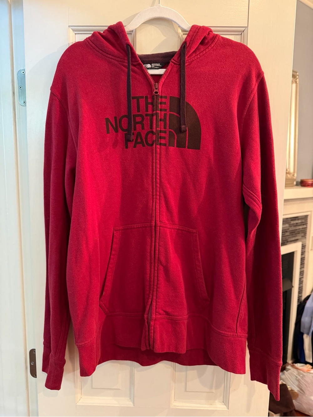 The North Face Red Full-Zip Hoodie with Logo Men’s Size Large